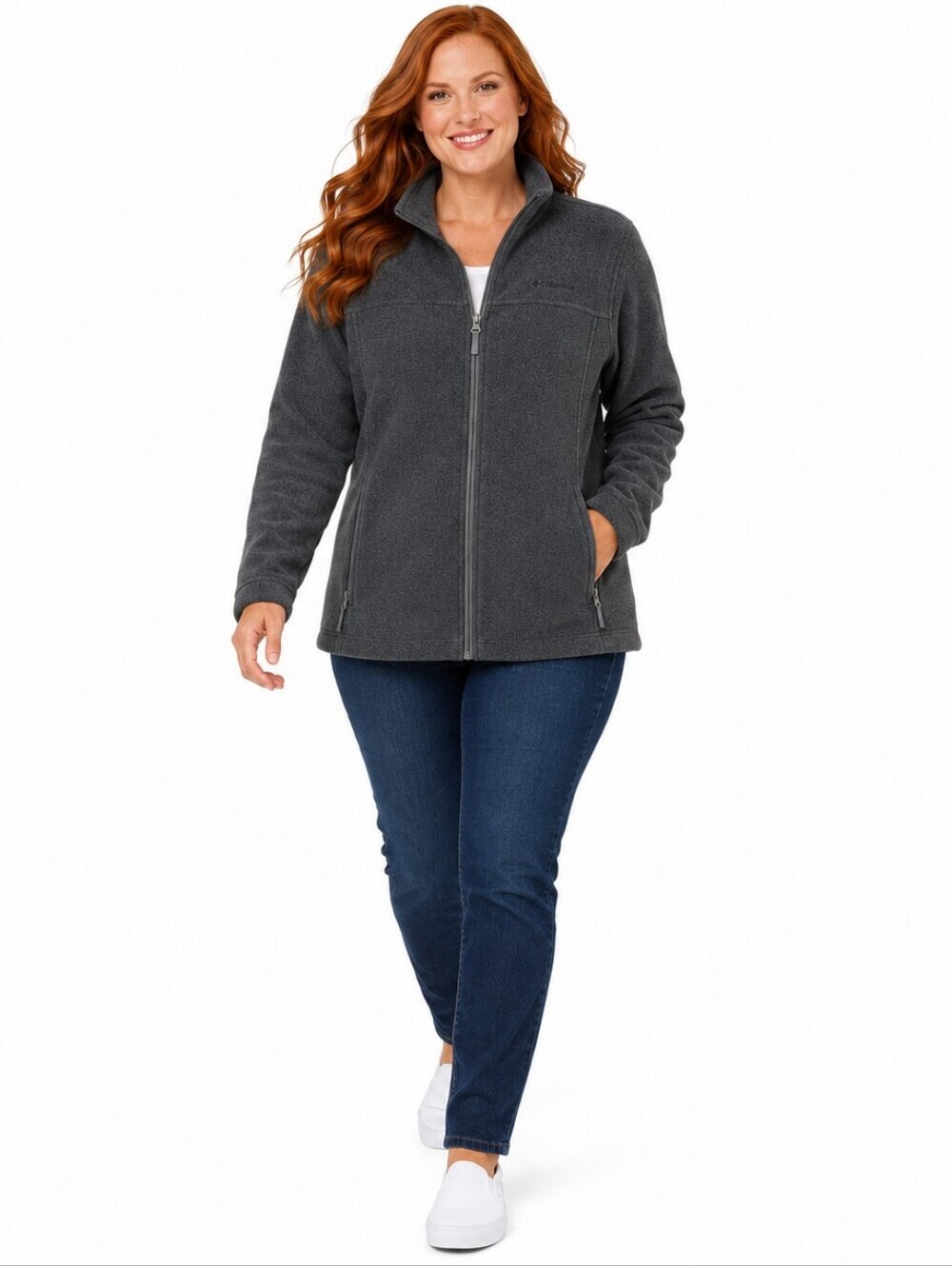 Columbia Sportswear Women’s XL Charcoal Gray Full Zip Fleece 4 Pocket Jacket